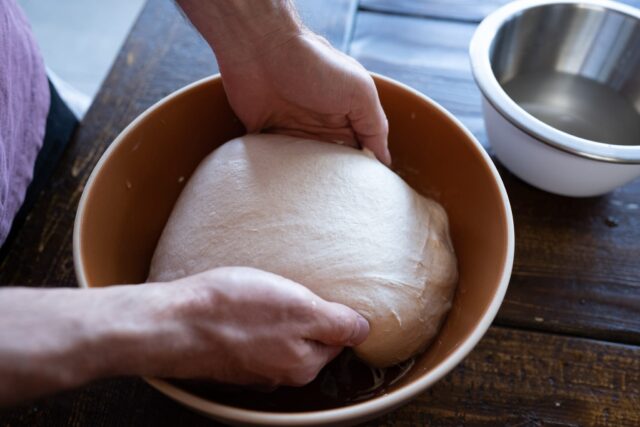 Kneading a dough as a form of meditation.